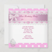 Erstgeburt 1. Girl Hübsch Pink Cupcakes Baby Einladung (Rückseite)