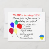 Erstgeburt Blue Cupcake Balloons Einladung (Rückseite)