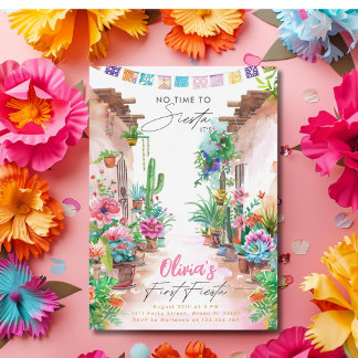 Erstgeburt der Fiesta Cactus Watercolor Girl Einladung