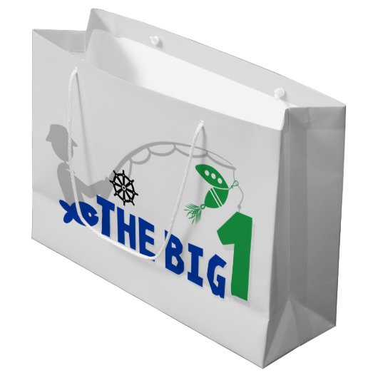 Erstgeburt des niedlichen Fischerbabys Große Geschenktüte (Vorderseite Schrägansicht)