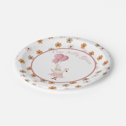 Erstgeburt eines Mädchens Alberne Gänsepapiere Tel Pappteller (Schrägansicht)