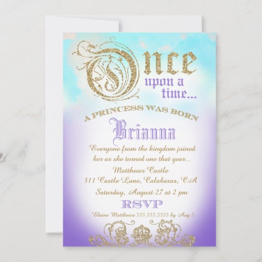 Erstgeburt einmal auf Zeitdruckerin Lila 3 Einladung (Rückseite)