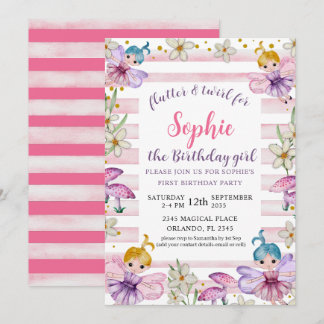 Erstgeburt Fairy Princess Pink & Gold Einladung