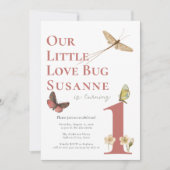 Erstgeburt Liebe Bug Baby Girl Einladung (Vorderseite)