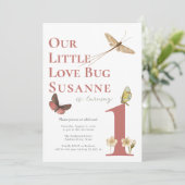 Erstgeburt Liebe Bug Baby Girl Einladung (Stehend Vorderseite)