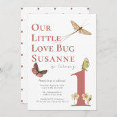 Erstgeburt Liebe Bug Baby Girl Einladung (Vorne/Hinten)
