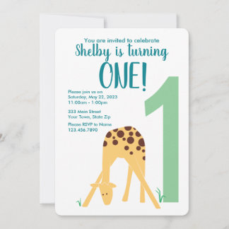 Erstgeburt Modernes Gelbes Baby Giraffe Einladung