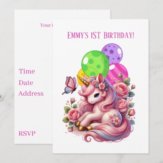 Erstgeburt niedlicher Kleinmädchen Einladung (Vorne/Hinten)