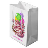 Erstgeburt niedlicher Kleinmädchen Mittlere Geschenktüte (Rückseite Schrägansicht)