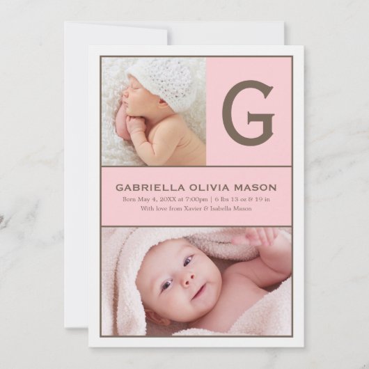 Erstgeburt | Pink Ankündigung (Vorderseite)