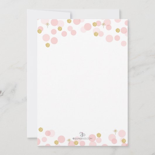 Erstgeburt Princess Pink Gold Glitzer Einladung (Rückseite)