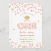 Erstgeburt Princess Pink Gold Glitzer Einladung (Vorne/Hinten)