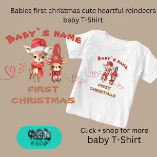 Erstgeburten für Babys niedliche herzhafte Rentier Baby T-shirt