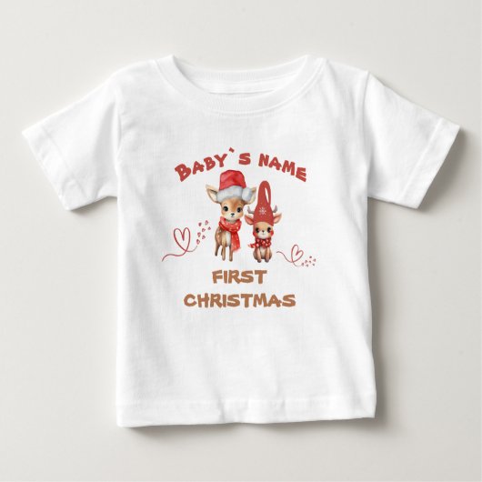 Erstgeburten für Babys niedliche herzhafte Rentier Baby T-shirt (Vorderseite)