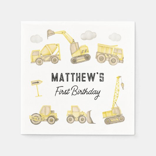 Erstgeburtenes Wasserfarbenbaufahrzeug Serviette (Vorderseite)