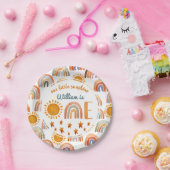 Erstgeburtenfarbener Sonnenschein und Regenbogen Pappteller (Party)