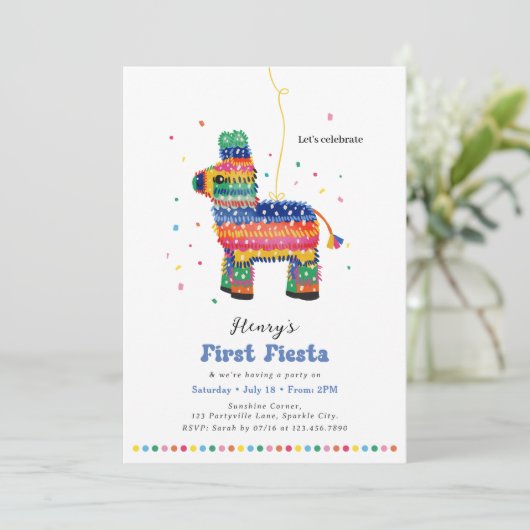Erstgeburtenfeier Piñata Einladung des Jungen (Stehend Vorderseite)