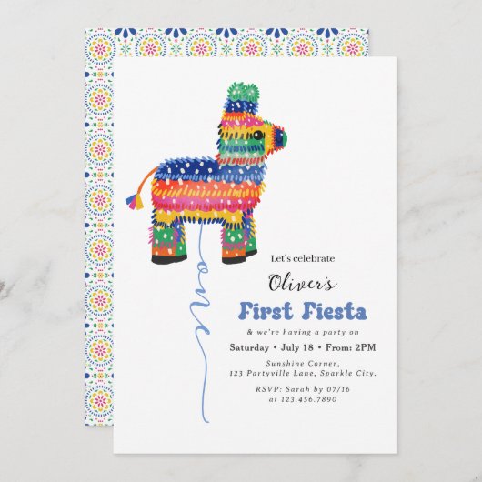 Erstgeburtenfeier Piñata Einladung des Jungen (Vorne/Hinten)