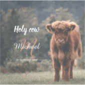 Erstgeburtsfeier des Hochlandkuhkalbs in Monogramm Aufkleber (Vorderseite)