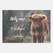 Erstgeburtsfeier des Hochlandkuhkalbs in Monogramm Geschenkpapier Set (Vorderseite 3)