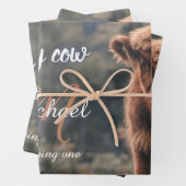 Erstgeburtsfeier des Hochlandkuhkalbs in Monogramm Geschenkpapier Set (Beispiel)