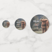 Erstgeburtsfeier des Hochlandkuhkalbs in Monogramm Konfetti (Vorderseiten)