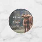 Erstgeburtsfeier des Hochlandkuhkalbs in Monogramm Konfetti (Klein Vorderseite)