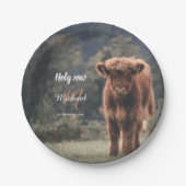 Erstgeburtsfeier des Hochlandkuhkalbs in Monogramm Pappteller (Vorderseite)