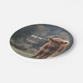 Erstgeburtsfeier des Hochlandkuhkalbs in Monogramm Pappteller (Schrägansicht)