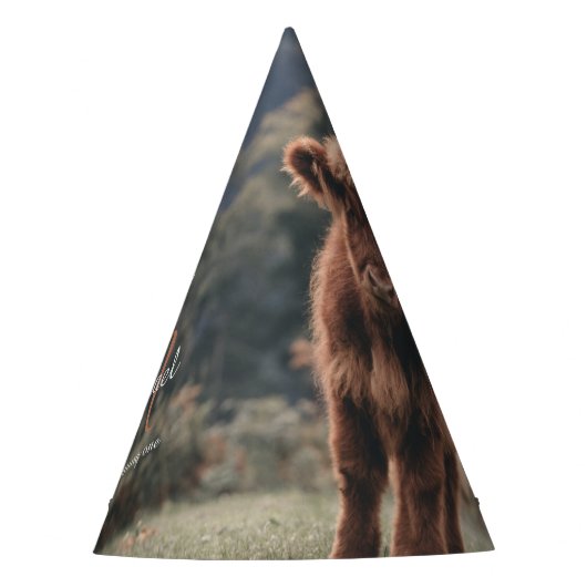 Erstgeburtsfeier des Hochlandkuhkalbs in Monogramm Partyhütchen (Vorderseite)