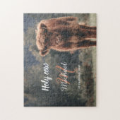 Erstgeburtsfeier des Hochlandkuhkalbs in Monogramm Puzzle (Vertikal)