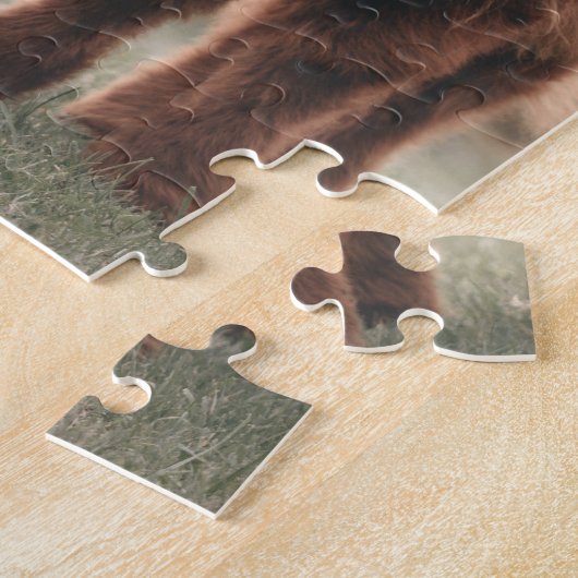 Erstgeburtsfeier des Hochlandkuhkalbs in Monogramm Puzzle (Seite)