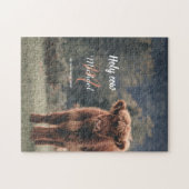 Erstgeburtsfeier des Hochlandkuhkalbs in Monogramm Puzzle (Horizontal)