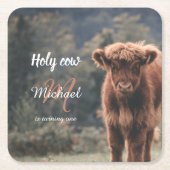 Erstgeburtsfeier des Hochlandkuhkalbs in Monogramm Rechteckiger Pappuntersetzer (Vorderseite)