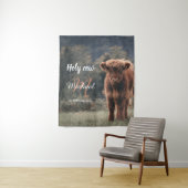 Erstgeburtsfeier des Hochlandkuhkalbs in Monogramm Wandteppich (Beispiel)