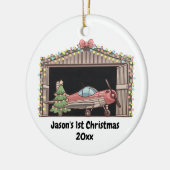 Erstgeburtsjunge Red Airplane Tree Hangar Pilot Bo Keramik Ornament (Links)