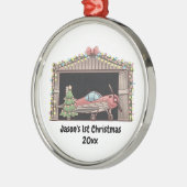 Erstgeburtsjunge Red Airplane Tree Hangar Pilot Bo Ornament Aus Metall (Links)