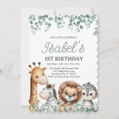 Erstgeburtsjungstag, Eukalyptus 1. Geburtstag Einladung (Vorderseite)