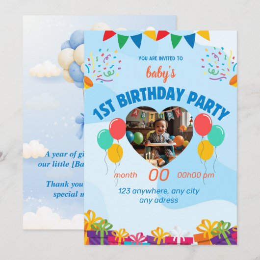 Erstgeburtskarte Einladung (Vorne/Hinten)