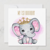 Erstgeburtskind Princess Elefant Einladung (Vorderseite)