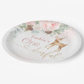 Erstgeburtstag der Mädchen Winter Ein Hirschfest Pappteller (Schrägansicht)