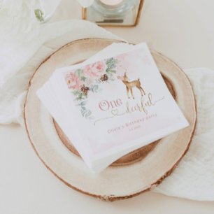 Erstgeburtstag der Mädchen Winter Ein Hirschfest Serviette