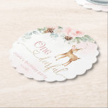 Erstgeburtstag der Mädchen Winter Ein Hirschfest Untersetzer<br><div class="desc">Erstgeburtenfest Mädchen Winter Ein Hirschfest Geburtstag Papier Untersetzer Matching Artikel sind verfügbar.</div>