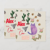 Erstgeburtstag Einladung von Fisch-Paws für Kinder (Vorne/Hinten)