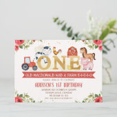 Erstgeburtstag Einladung von Rotflurtieren (Stehend Vorderseite)