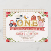 Erstgeburtstag Einladung von Rotflurtieren (Vorne/Hinten)