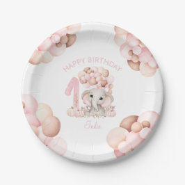 Erstgeburtstag Elephant Fall Girl Paper Plate Pappteller
