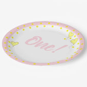 Erstgeburtstag Niedlich Confetti und Herzblasen Pappteller (Schrägansicht)