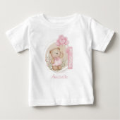 Erstgeburtstag Niedlicher Teddybär & Herzballoons Baby T-shirt (Vorderseite)