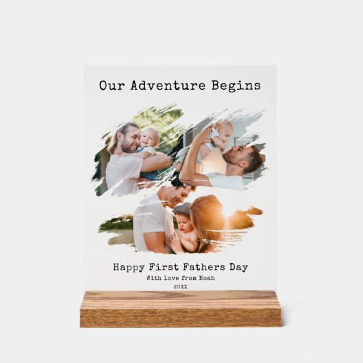 Erstgeburtstag Pinselstrich 3 FotoCollage Acrylschild (Vorderseite)